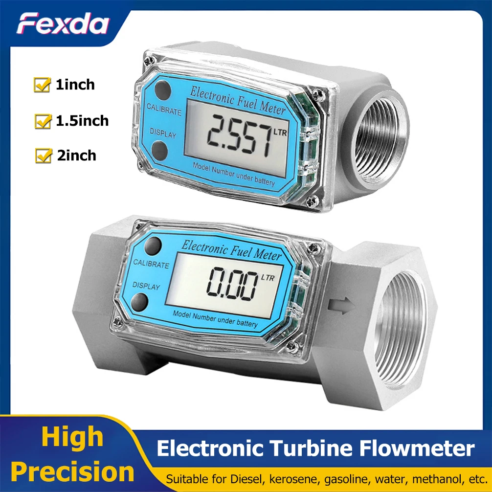 1inch/1.5inch/2inch LCD Display Turbine Water Flow Meter High Precision Electronic Flow Counter for Diesel Fuel Oil Petrol