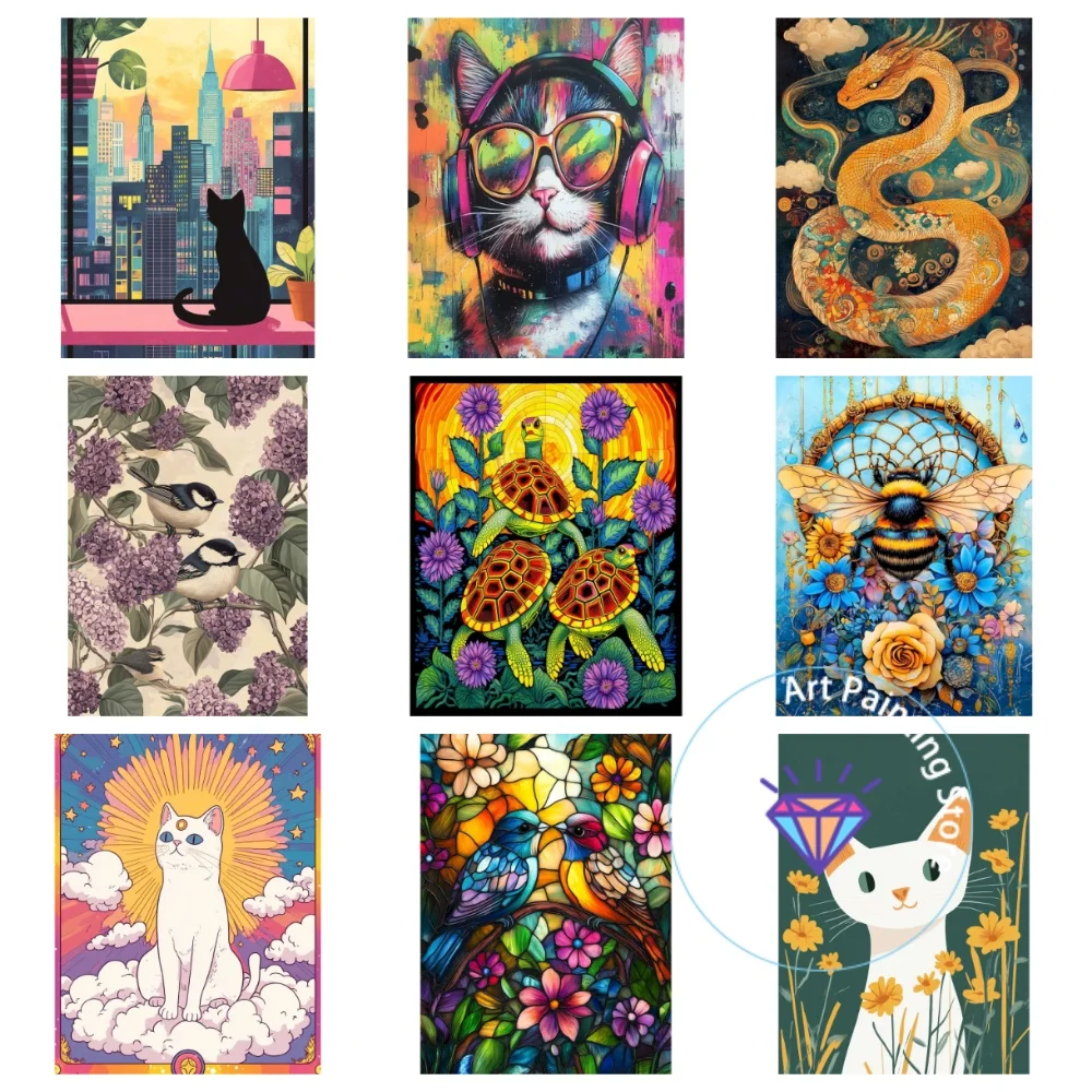 

Simple Animal Cartoon AB Diamond Drawing Kit Square Round Diamond 5D DIY Mosaic Handmade Art Adult Exquisite Gift Home Decor