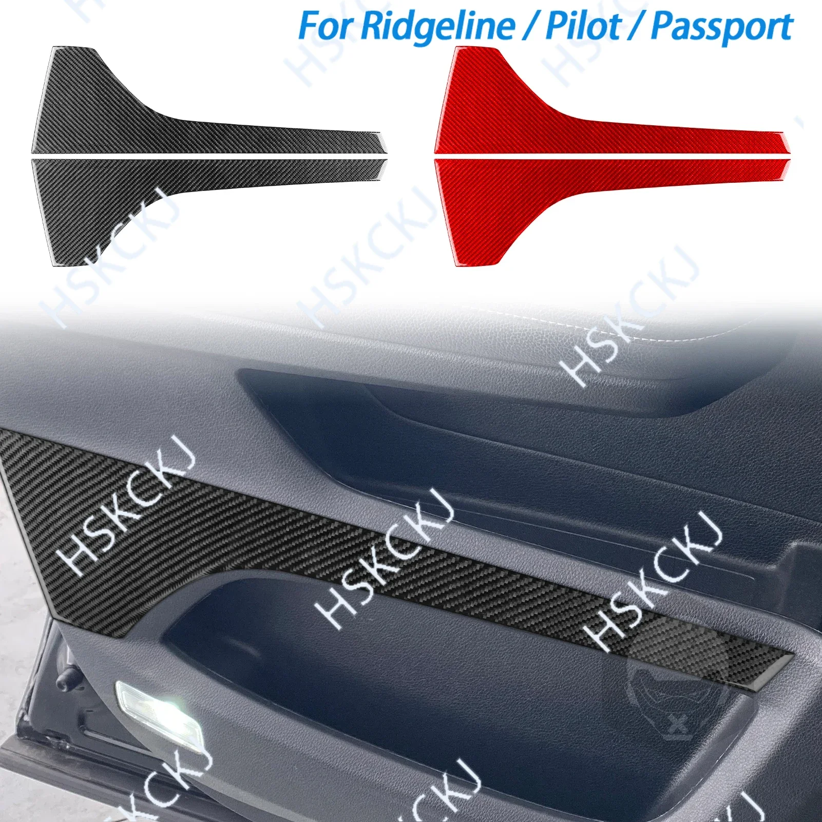 

For Honda Ridgeline Pilot Passport Car Accessories Carbon Fiber Front Door Storage Panel Interior Cover Trim Modified Sticker