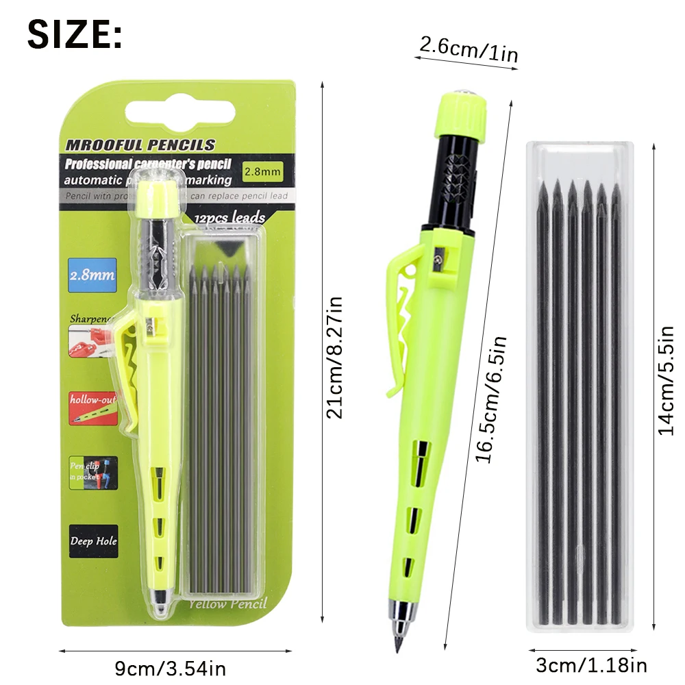Woodworking Pencil Card Set,2.8mm Deep Hole Woodworking Marking Pencil Architects Drawing Tool,For Carpenters Engineering image 6