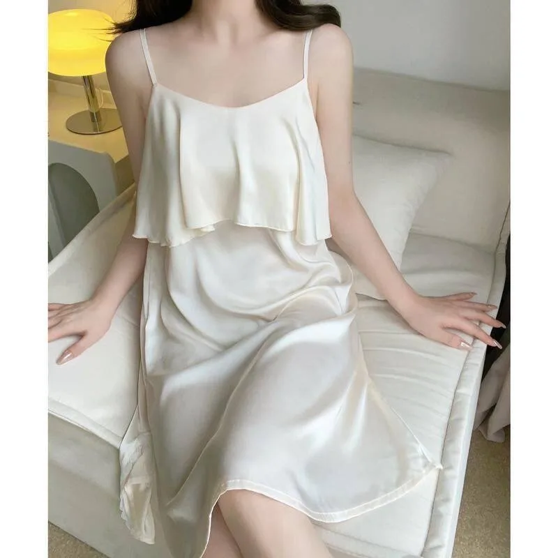 Sling Suspender Nightdress Xia Bingsi 2026 New Fashion Pajamas Pure Lace Lace Split Fork Loungewear Thin