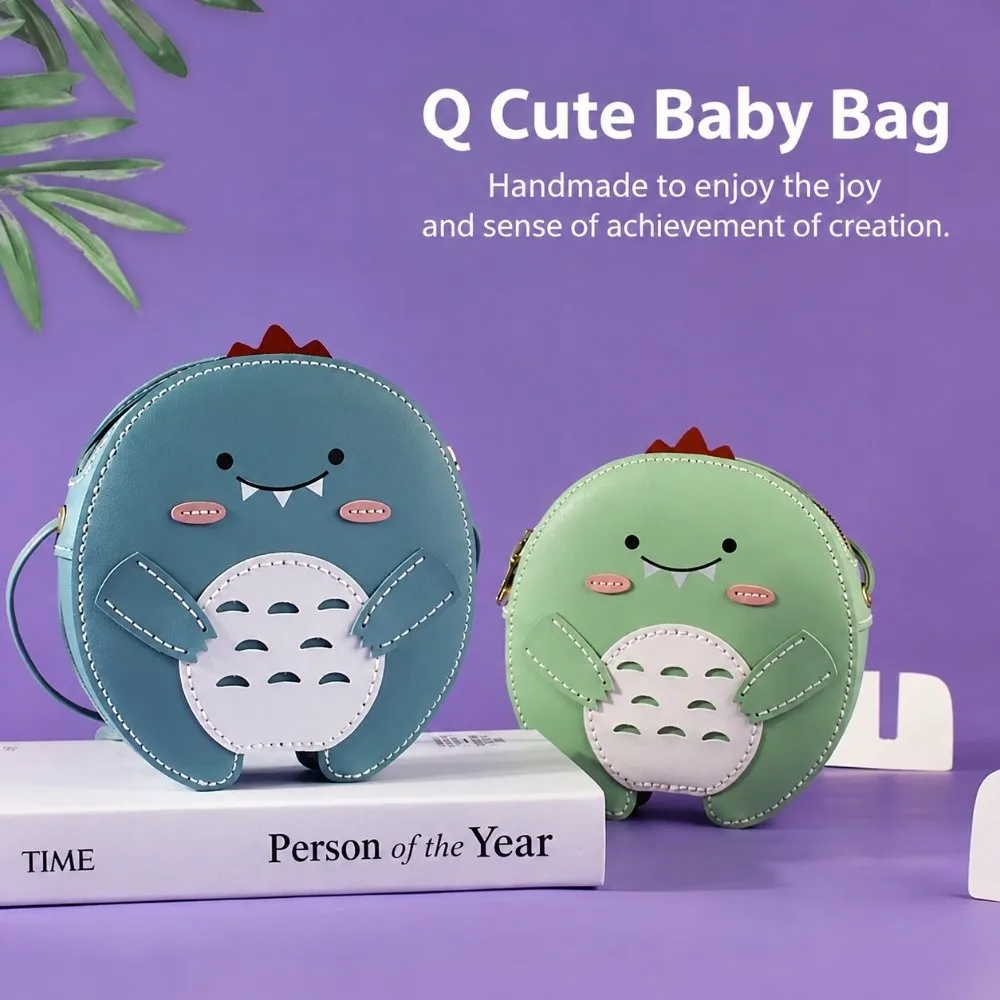 Microfiber Synthetic Leather Dinosaur Bag Material Kit Zipper Closure Single Handle DIY Bag Kit Dinosaur Pattern
