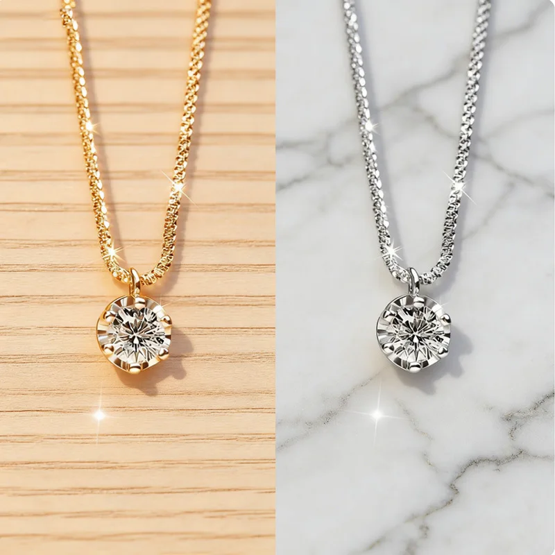 Luxury-Style 925 Sterling Silver Morganite and Diamond Lockbone Necklace for Women - Summer New Design - Elegant Luxury Touch