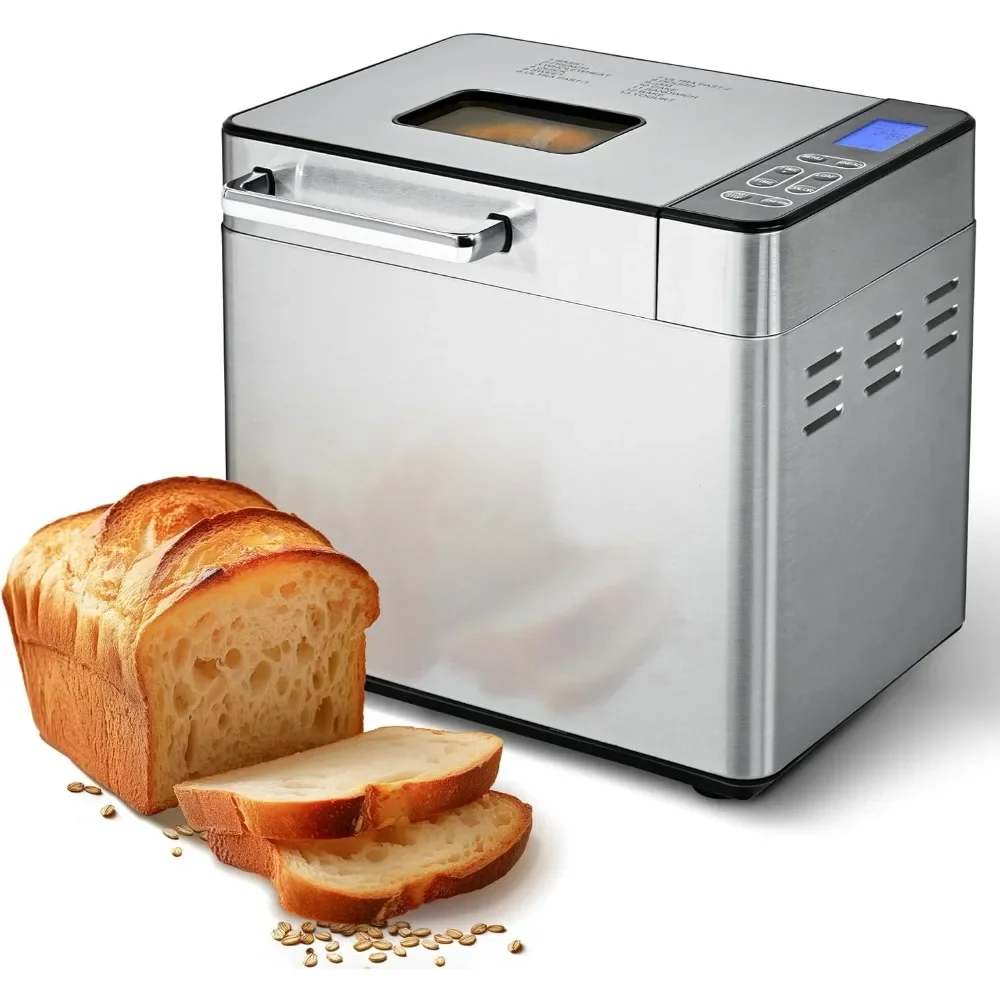 Bread Maker Machine 2LB Bread Maker for 3 Loaf Sizes & 3 Crust Colors - Ideal for Family Gifts, Breadmaker with Stainless Steel