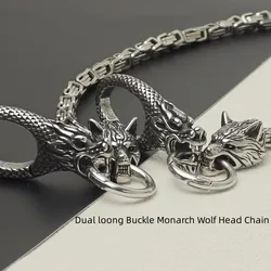 Retro Stainless Steel Wolf Head Mens Pants Chain The Orient Divine Dragon Keychains luxurious Fashion y2kPants Chain Accesories