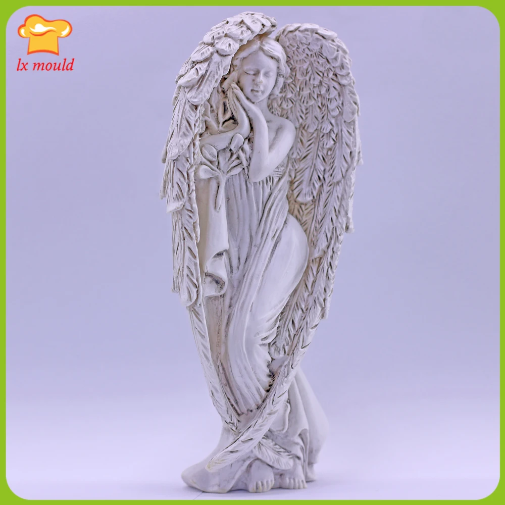 Creatieve Verlossing Engel Siliconen Mallen Sculptuur Betonnen Mal Gips Hars Kaarsvormen 3d Angel & Wings