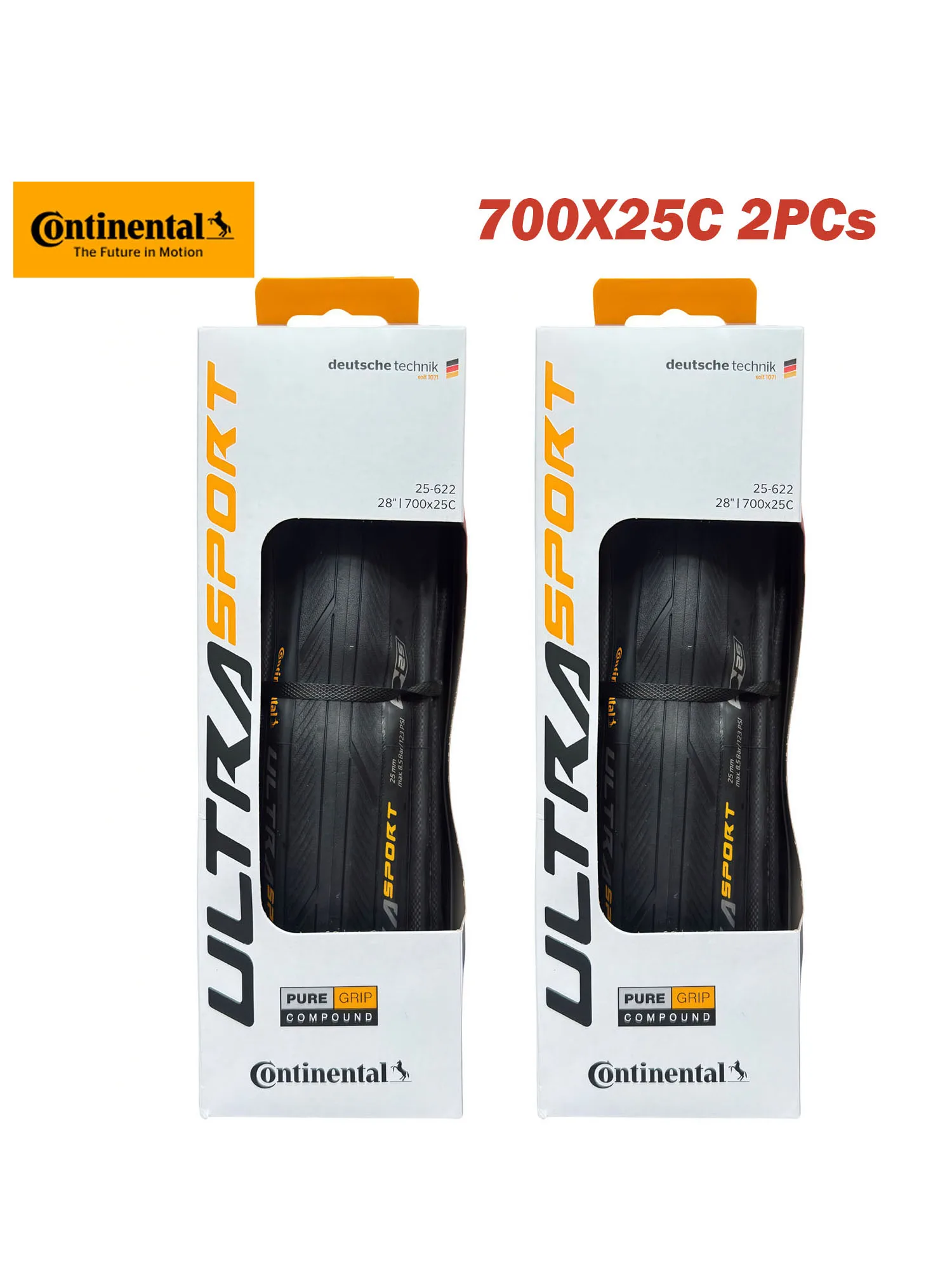 2 Stück Continental Ultra Sport III 700x23/25/28c Schwarzer Faltbarer PureGrip 3 Rennrad-Reifen Faltreifen – Detail 4