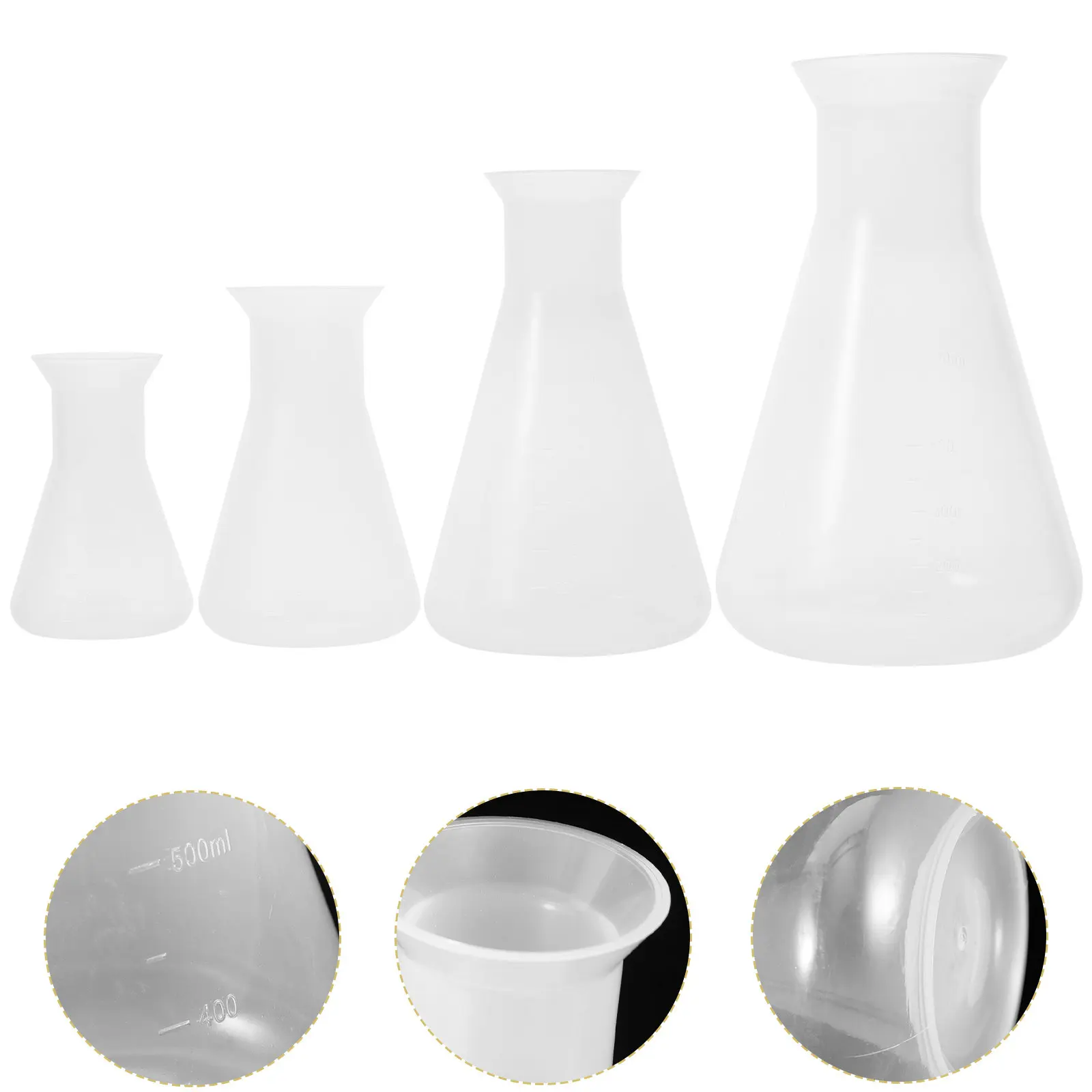 4Pcs Easy Clean Conical Flask Set Premium Scientific Erlenmeyer Flasks with Graduated Scale for Accurate Lab Measurements
