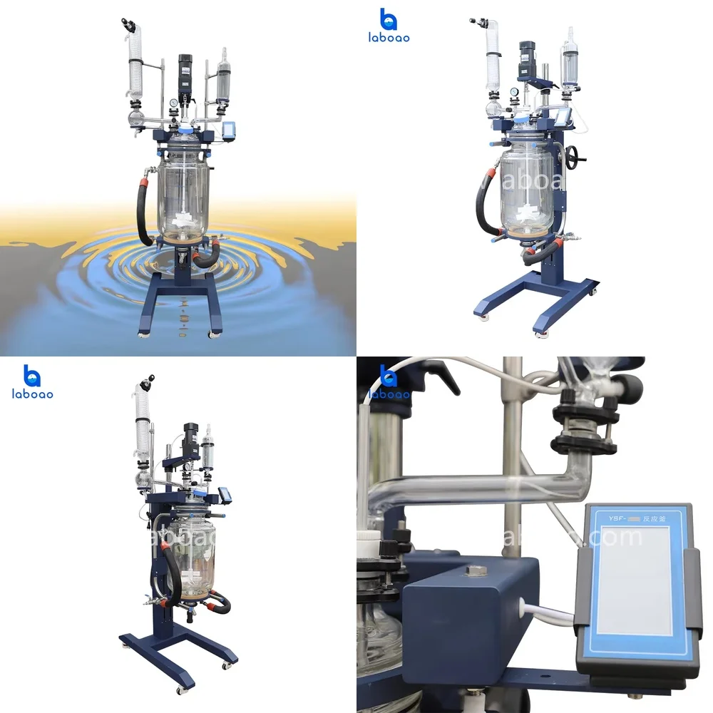 Laboao 10L 20L 30L 50L Jacketed Glass Reactor with Lifting and Rotating Function