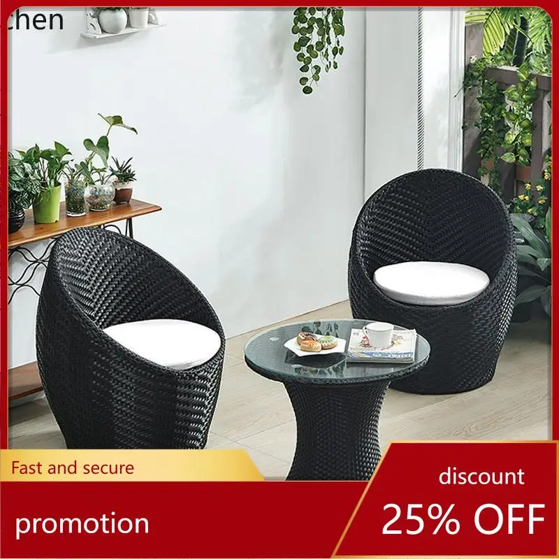 

HT outdoor tables and chairs household balcony outdoor chairs coffee table courtyard rattan chair three-piece combination
