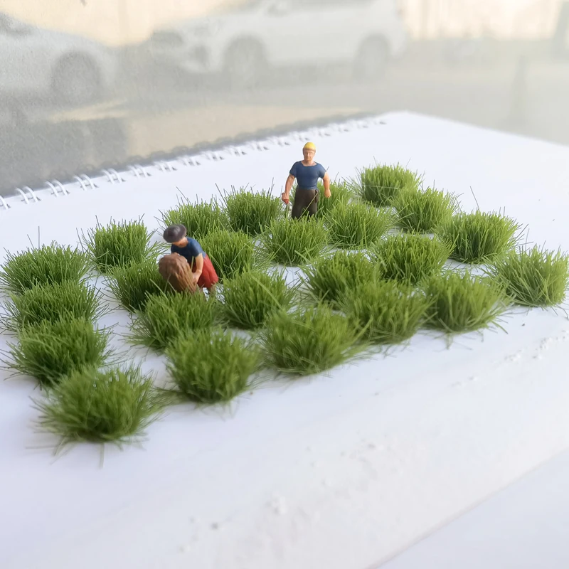 49pcs Model Grass Cluster Artifical Grass Tufts Model Scenery Material Self-Adhesive Static Grass Bushes Miniature Green Plant