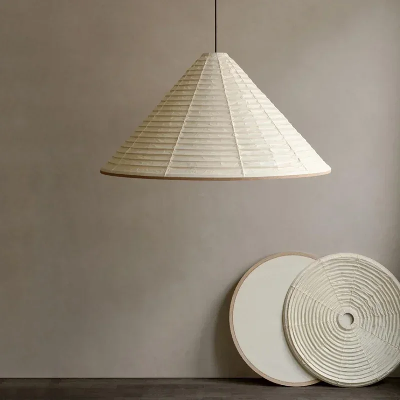 GELITAYIN Wabi-sabi Pendant Lights Designer Rice Paper Dining Room Lamp Creative Living Room Round Triangle Foldable Lamp