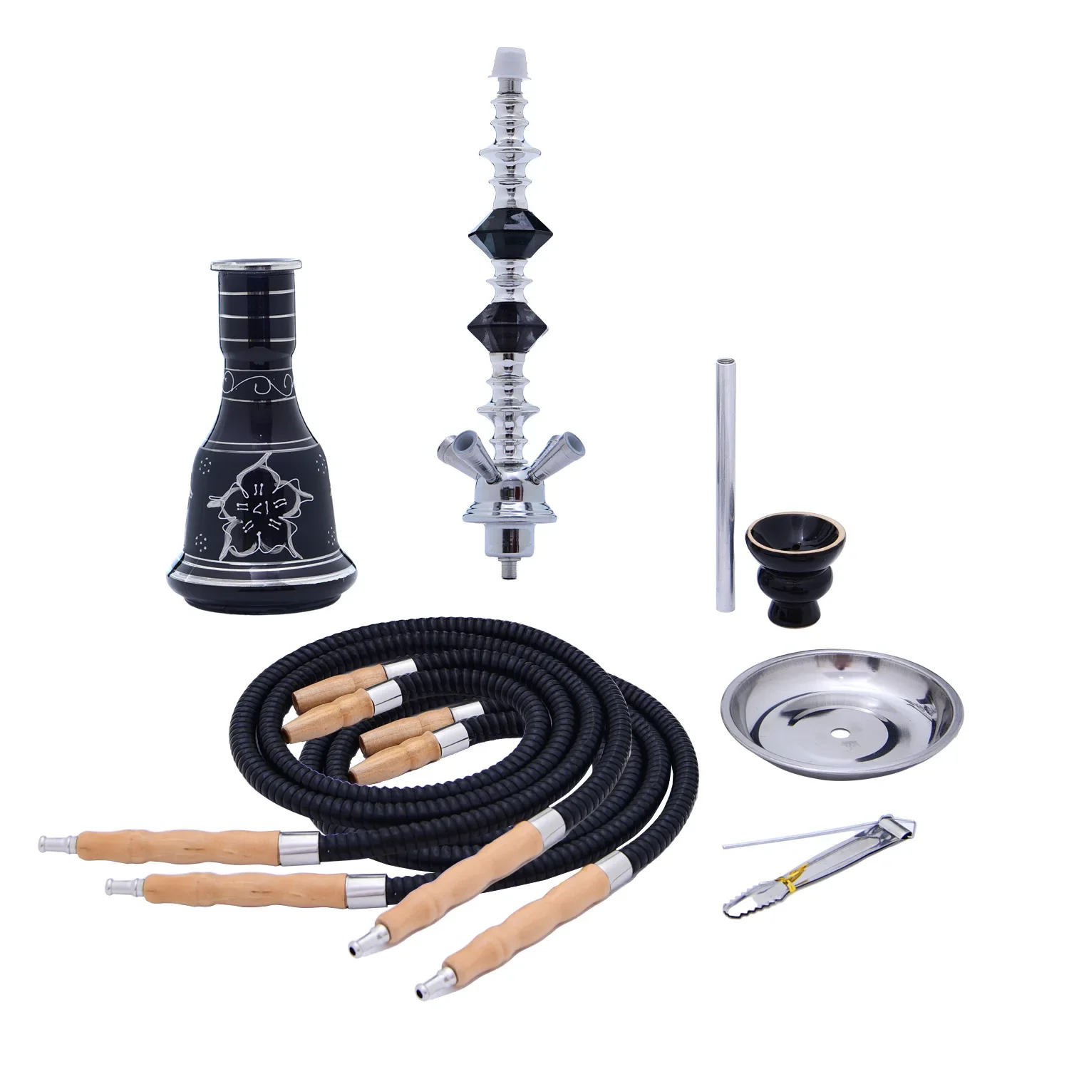 

Party Pipe Set 4 Hookah Glass Narguile Smoking Sisha Cachimba Pipa Completo Hoses Chicha Shisha Accessories Club