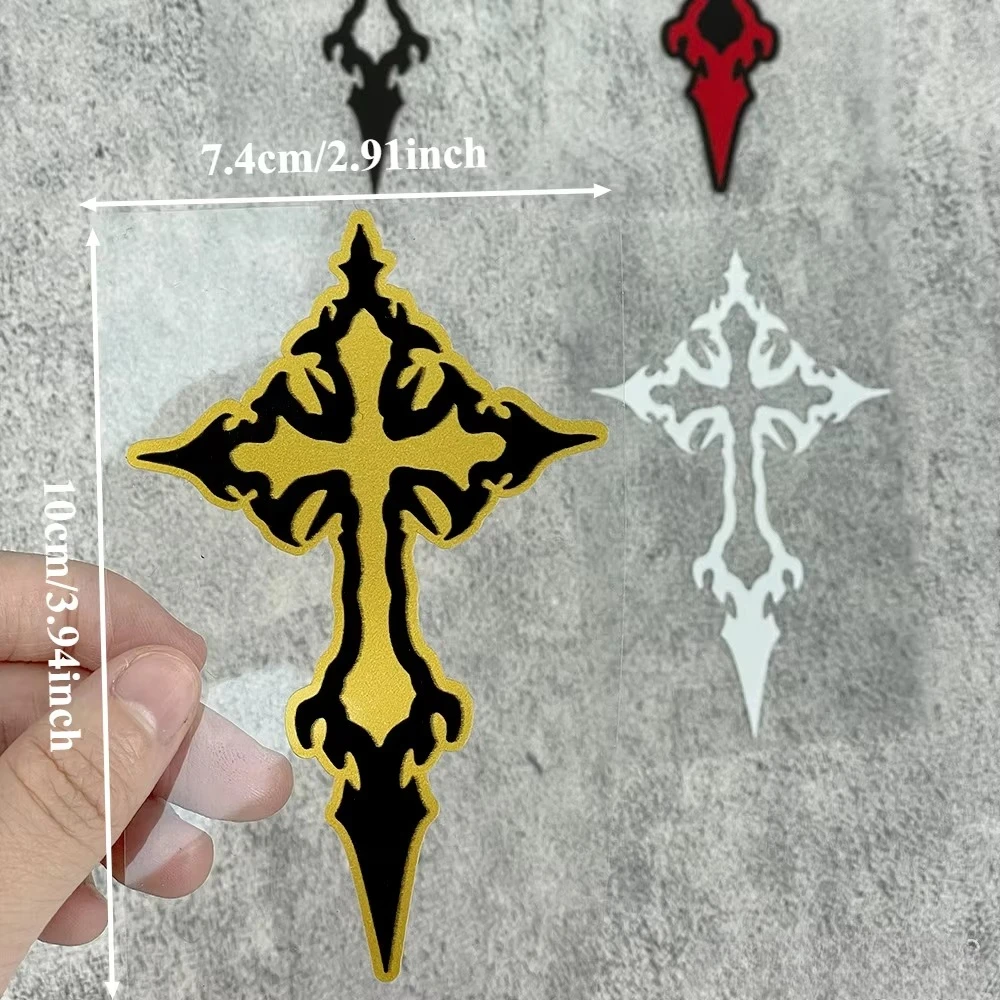2Pcs Gothic Cross Sticker Waterproof Vinyl Decal for Motorcycle Helmet Car Window Bumper Laptop Skateboard Exterior Decor