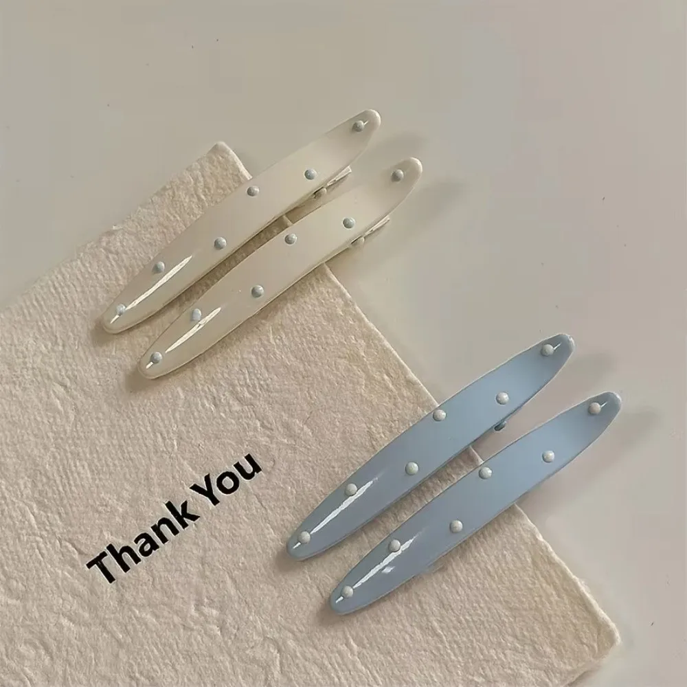 New Resin Duckbill Hair Clip Light Blue Cream White Bangs Clip Polka Dot Sturdy Hold Women Hair Clip Bangs Securing