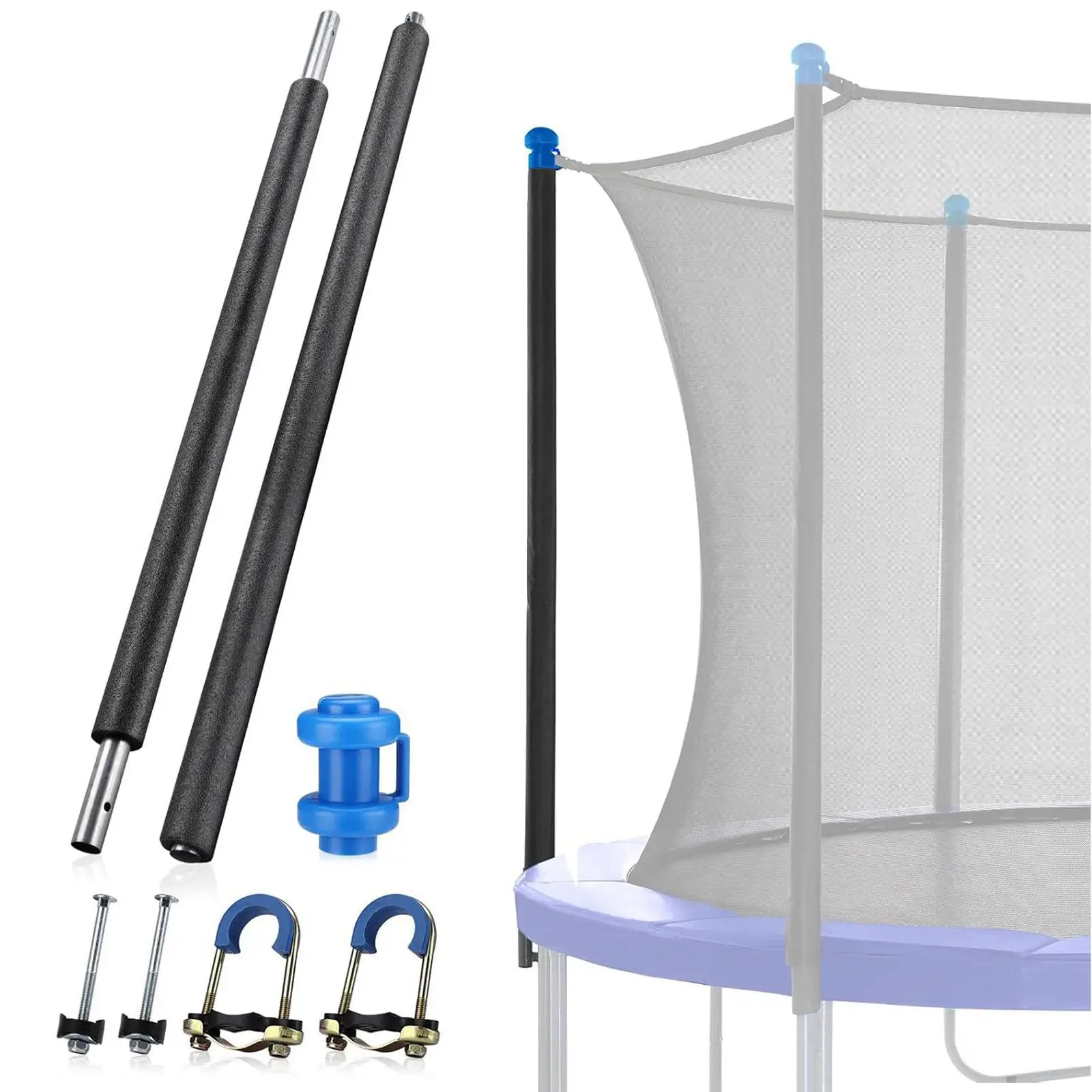 1x Lower, 1x Upper Trampoline Poles with Foam Cover, Professional with Padding Accessories, Easy to Install for Kids Trampoline