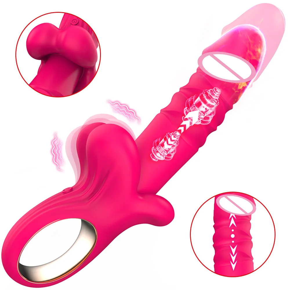 Retractile AV Vibrator G-spot Anal Insertion Dildo Clitoral Stimulation Massager Adult Sex Toy for Female Masturbation Device