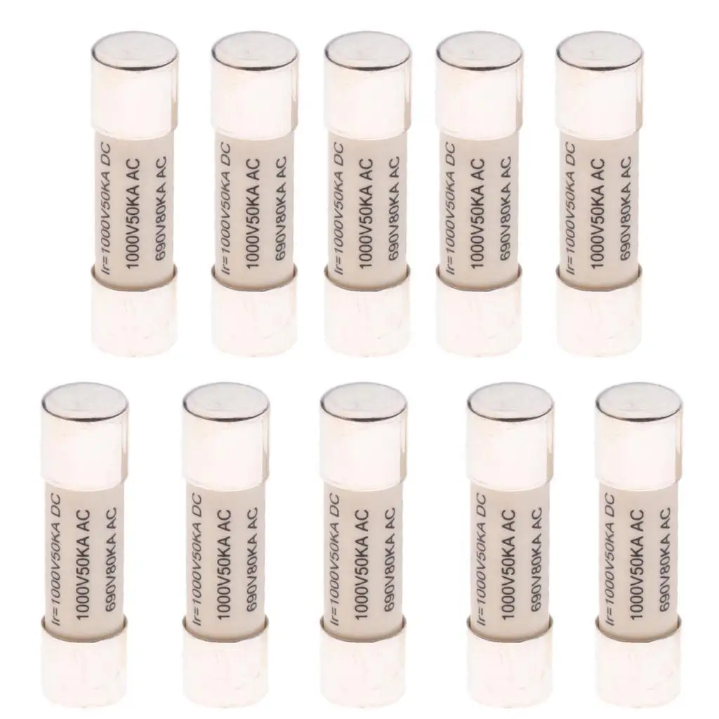 10pcs 38*10mm Fast Acting Solar Fuse PV High Voltage 1000V Replacement 10A