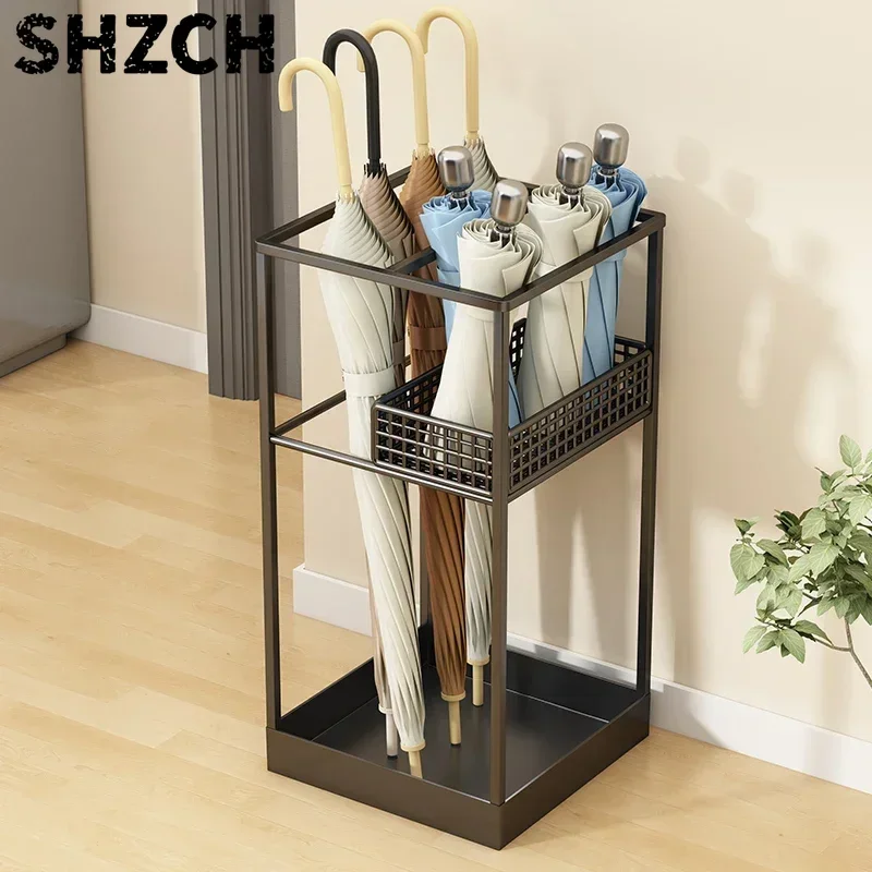 Office Commercial Corridor Umbrella Bucket Water Collection Rack Home Door Simple Iron Art Anti-rust Umbrella Storage Rack