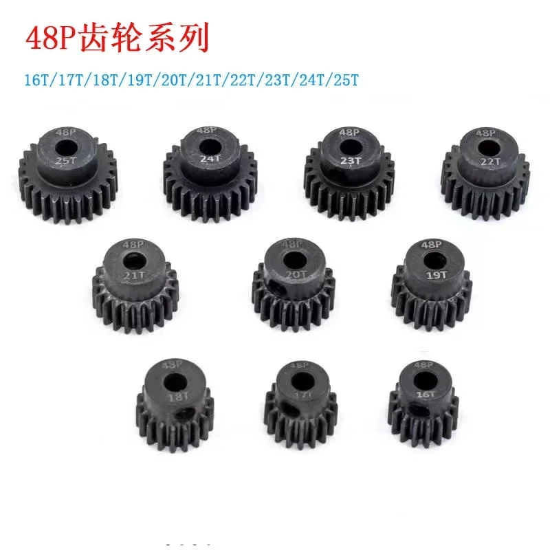 

48DP 3.175mm 12t 13t 14t 15t 16T 17t 18T 19T 20T 22T 24T 25T Black steel metal Pinion Motor Gear For 1/10 Rc Model Car Motor