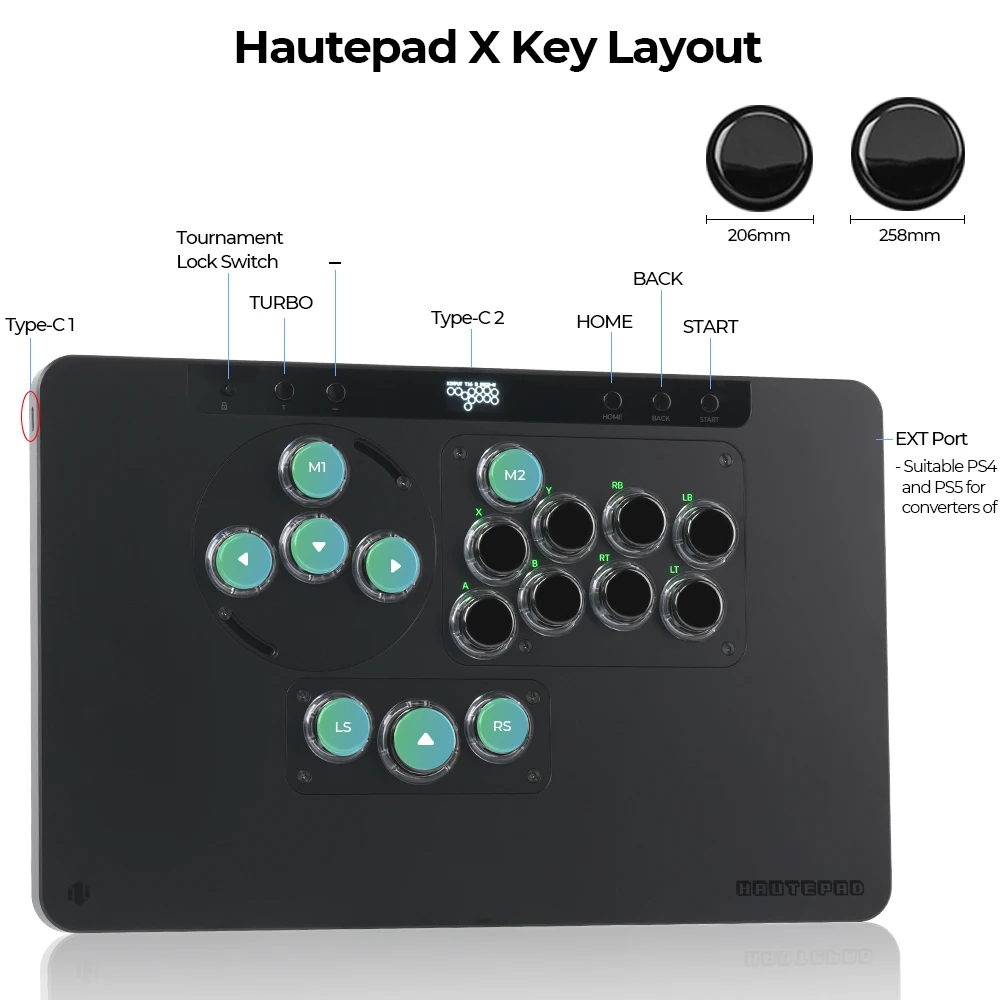 Alta42 altapad x hitbox controlador sem alavanca arcade fight stick para pc/ps4/ps5 controlador stickless módulo lp/mx substituível