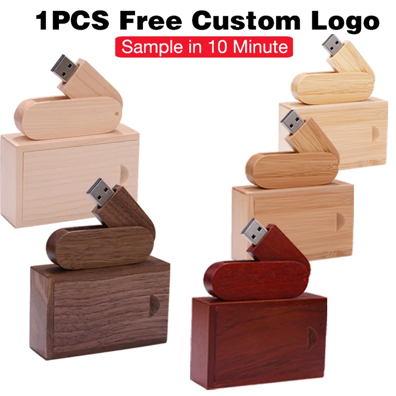

Free Custom Logo USB Flash Drive 128GB Wooden Box Memory Stick 64GB Business Gift Pen Drive 32GB Laser Engraving Pendrive 16G 8G