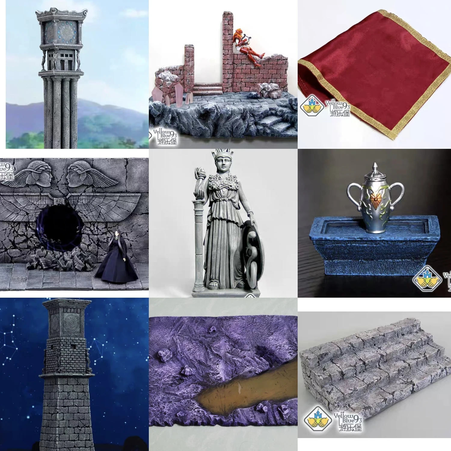 

Saint Seiya Cloth Myth Resin Scene Accessories - Staircase Floor Ruined Wall Building Complex Roman Column Statue Model Toy