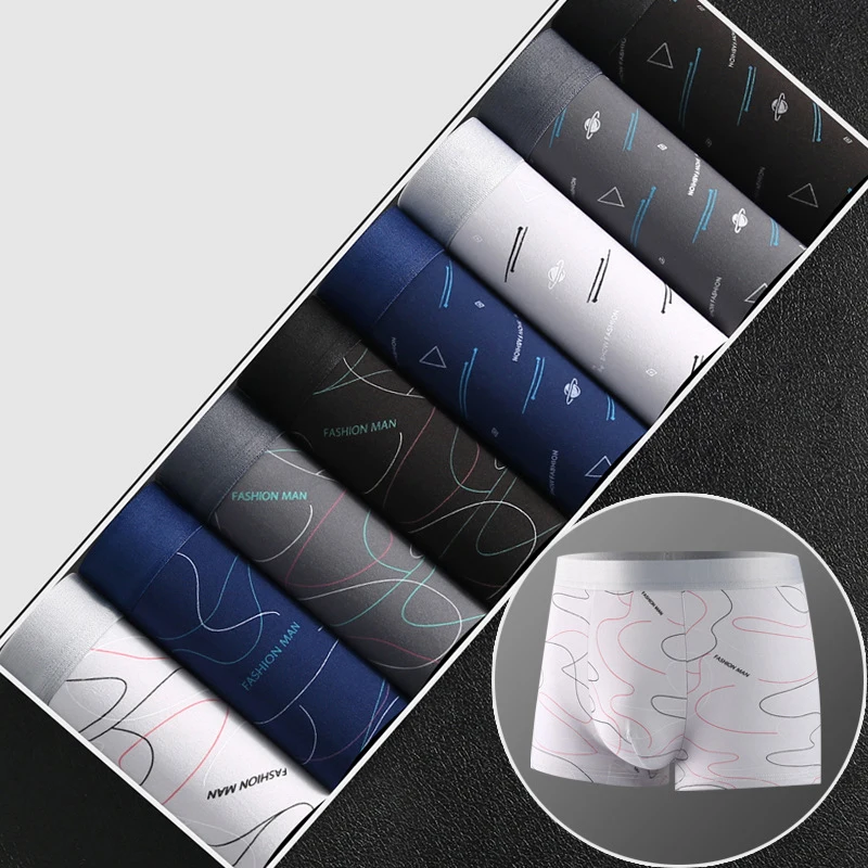 I K.REA Men Boxers Sports Underwear Underpants Shorts XL 2XL 3XL 4XL Simple Line Breathable Fashion Sports Fitness
