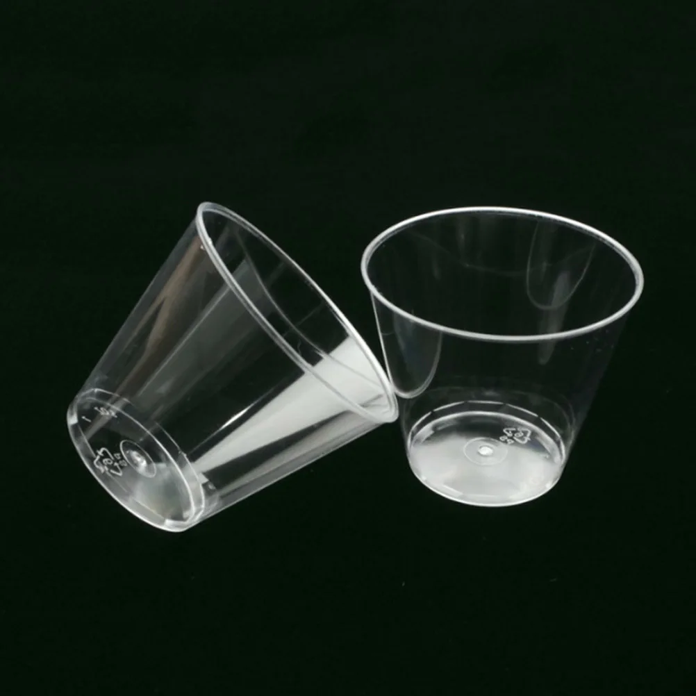 

50 Pcs Transparent Hard Plastic Tasting Cup Drinking Thicken Tumblers Disposable