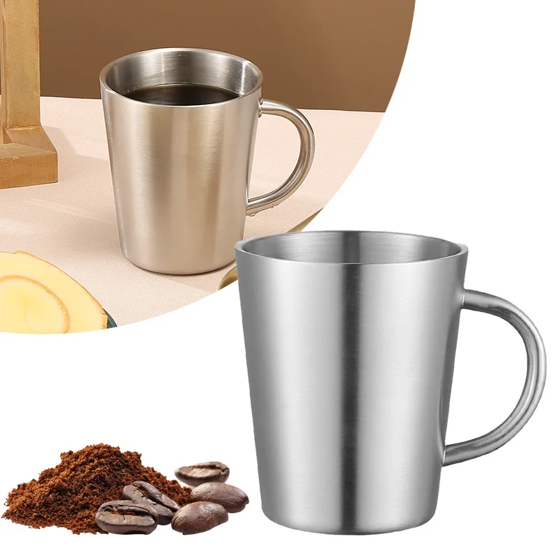 

300ml Drinking Cup Portable Stainless Steel Double Wall Mug Travel Camping Coffee Tea Milk Cup Mugs Coffee Cups