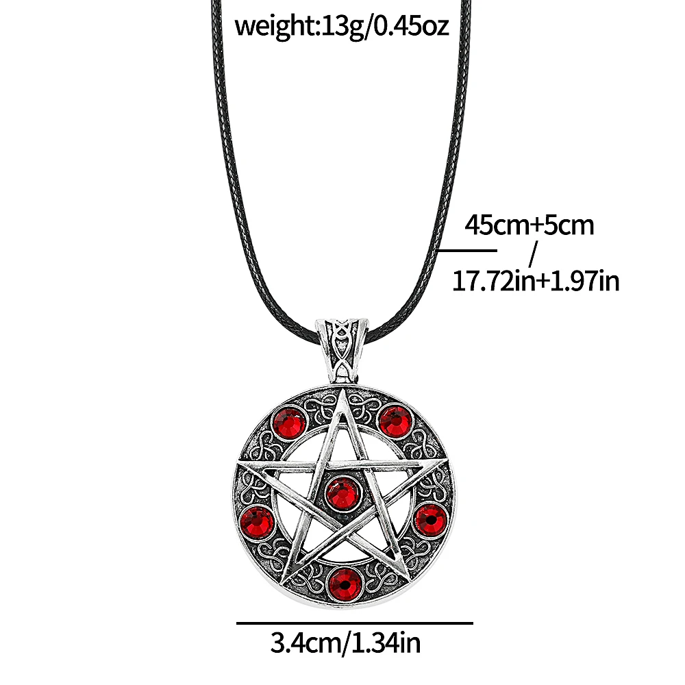Vintage Gothic Supernatural Necklace - Pentagram Pentacle Five-Pointed Star Pendant on Rope Chain for Wholesale