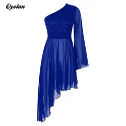 Womens Liturgical Praise Overlay Worship Costume Flared Sleeve Floral Lace Ballet Lyrical Dance Dress Church Choir Tunic Dress