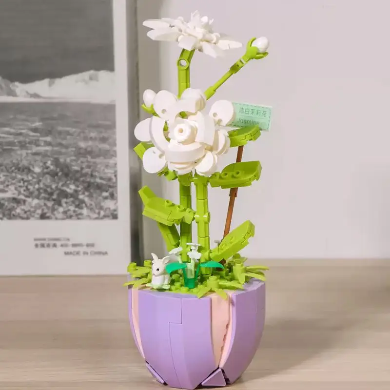 WLtoy 2088 305 Uds. Conjunto de bloques de construcción de la serie de plantas, planta de flores creativa DIY, decoración del hogar, bloques constructores, juguetes para Navidad