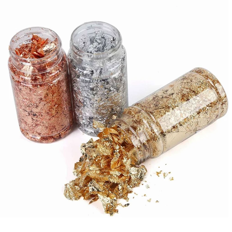 Gold Foil Flakes For Resin Tray Molds,6 Bottles Metallic Foil Flakes For Painting Arts And Crafts,Nail Art image 4