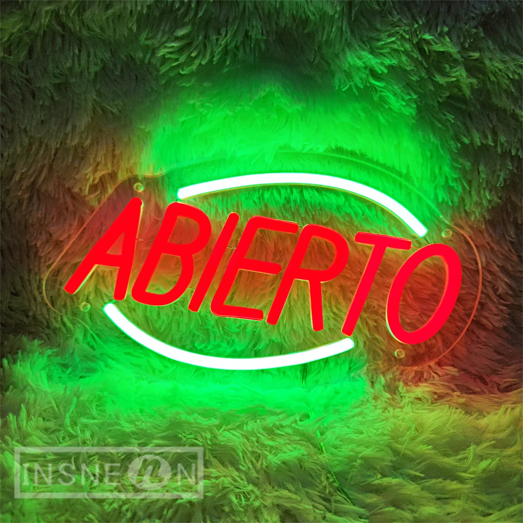 Abierto Neon LED Sign Spanish Neon Signs for Coffee Shop Studio Room Wall Decor Disco Club Bar Restaurant Open Neon Night Light