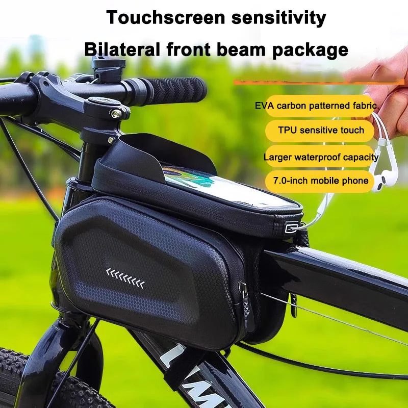 

Phone Hard Case Bicycle Top Tube Bag MTB Road Bike Accessories Large Capacity Waterproof Reflective Saddle Bag Cycling Front Bag