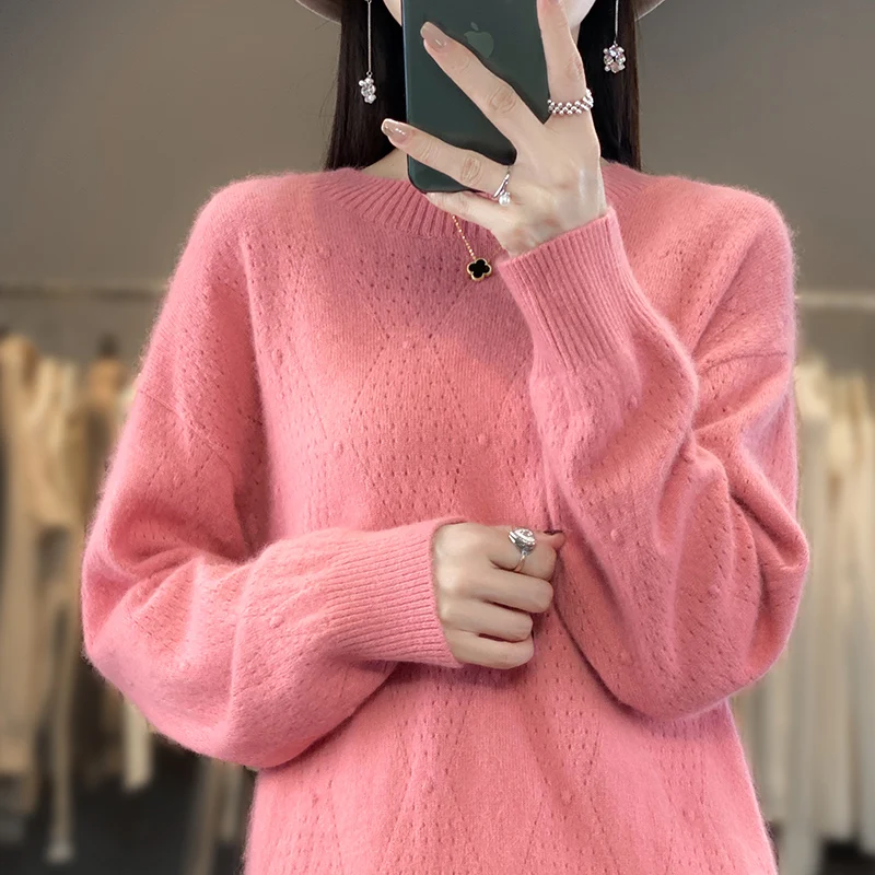 Autumn and winter new mink sweater sweater women's long-sleeved top with soft waxy knitted bottom shirt