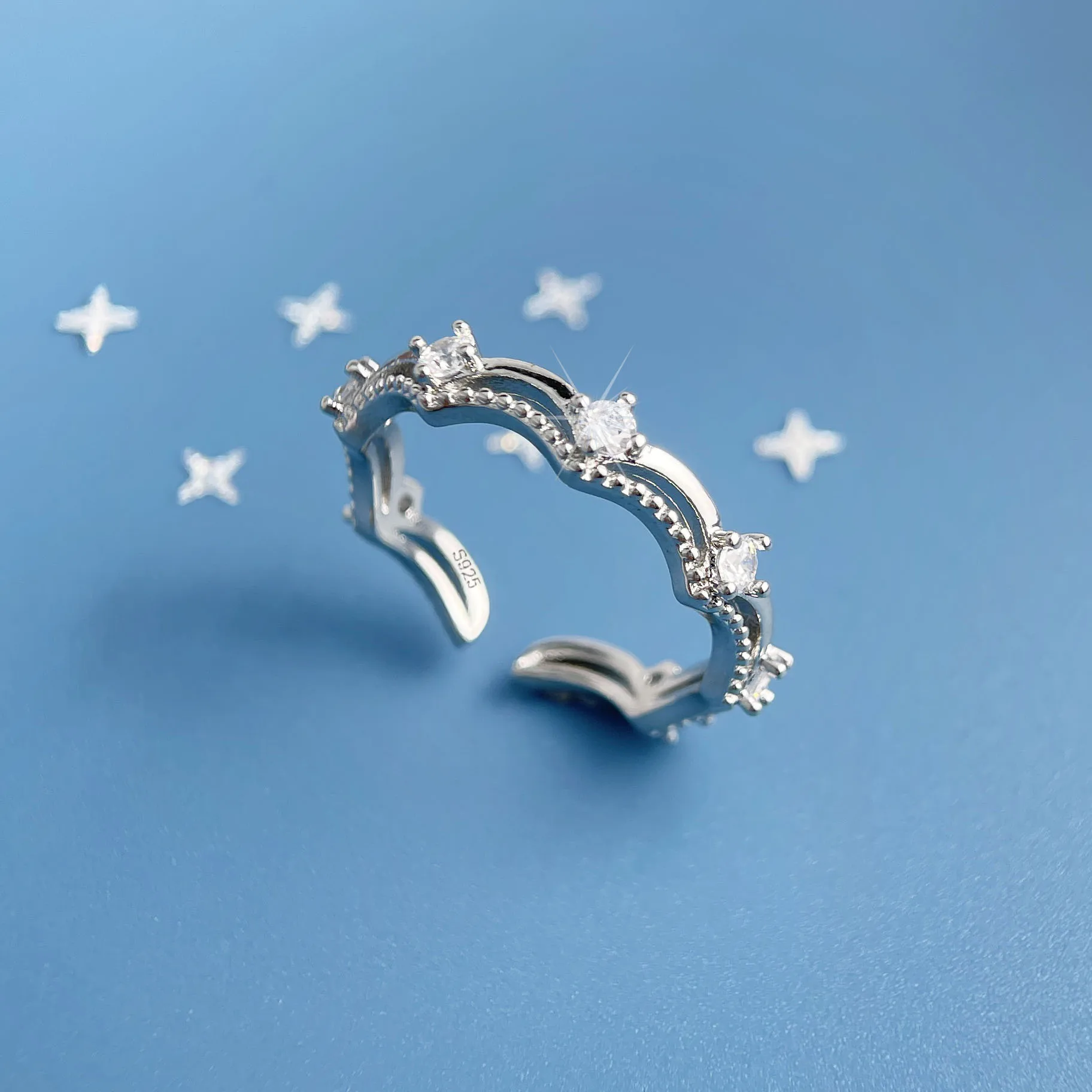 925 فضة خواتم للنساء هندسية غرامة مجوهرات إصبع قابل للتعديل التسلق بسيط الزركون الدائري للحزب هدية عيد ميلاد