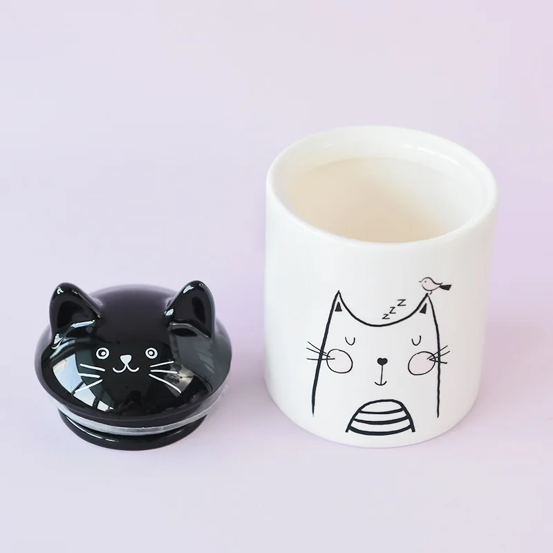 Cute Cat Urns with Ears Sealed, Moisture-Proof, Ceramic Material, Pet Supplies, Funeral Memorial, M-260 ML L-120ML