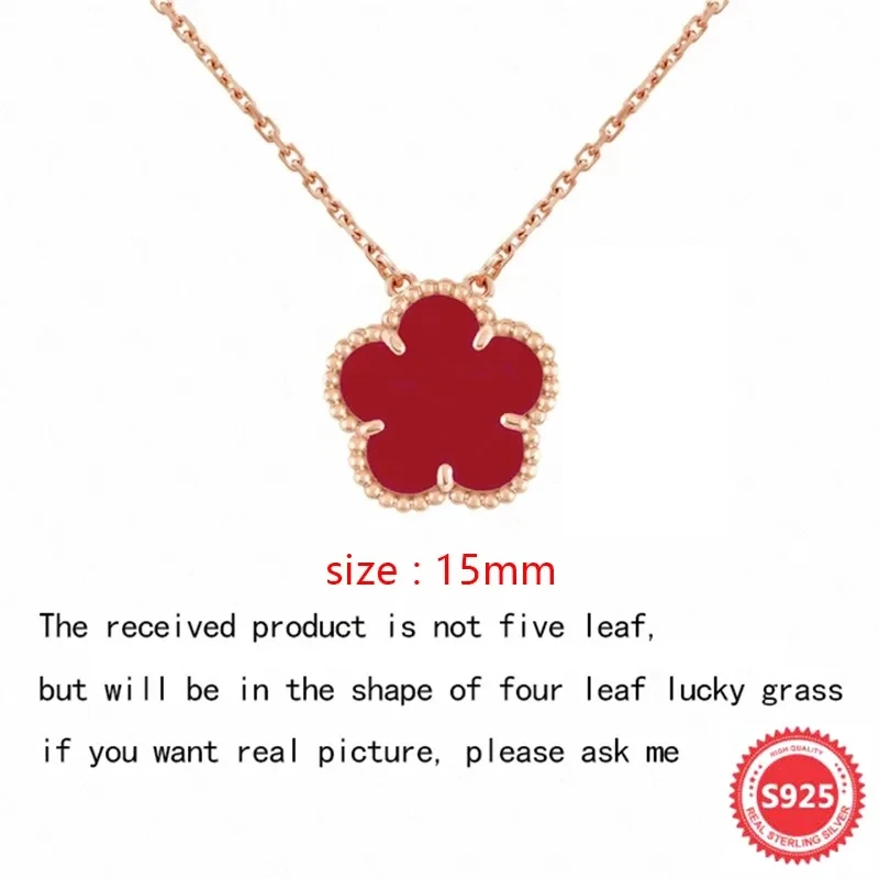 High Quality Stylish 925 Silver Vca Rose Gold Gemstone Set Pendant Necklace