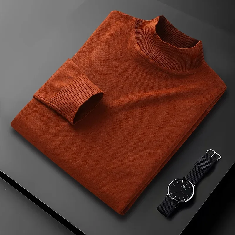 Men's New Half Turtleneck Sweater Men's Autumn and Winter Warm Korean Trend Knit Sweater