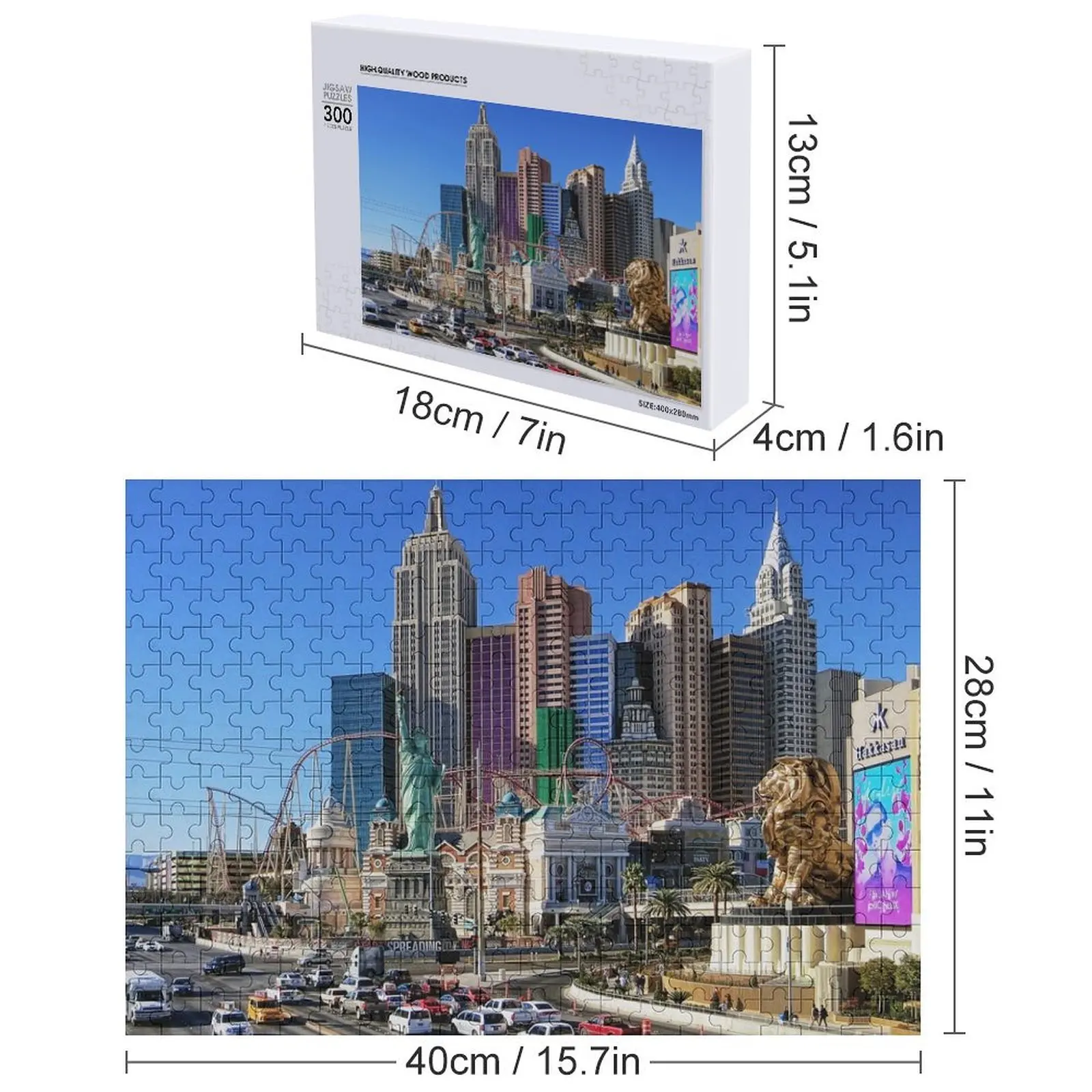 New York, New York Las Vegas Puzzle Nom personnalisé Nom de jouet personnalisé Puzzle de jouet en bois