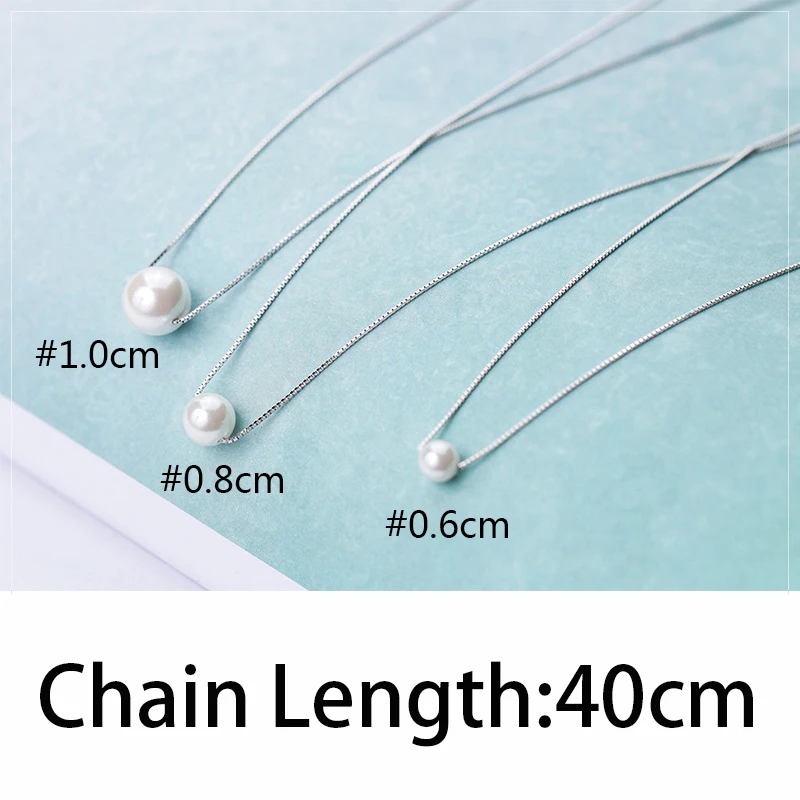 Trustdavis Luxury 925 Sterling Silver Fashion White 6 8 10mm Pearl Pendant 40cm Short Necklace For Women Wedding Jewelry DA189