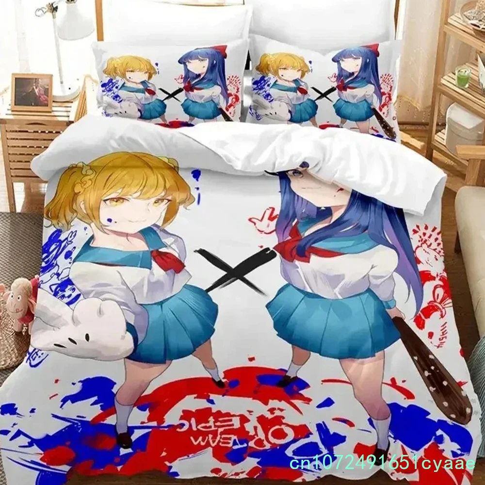 アニメポップチームエピックpipi寝具セット、掛け布団カバー、ベッドセット、キルトカバー、枕カバー、掛け布団、キング・クイーンサイズ、男の子用大人用寝具セット