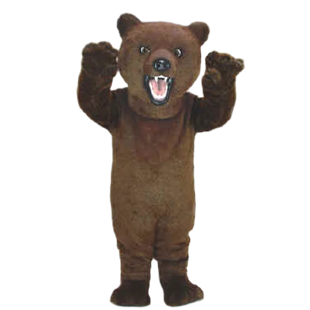 Promotion Fierce Grizzly bear Mascot Costume Dark Brown Bear Mascotte Outfit Suit Party Carnival Fancy Dress FREE SHIP SW508