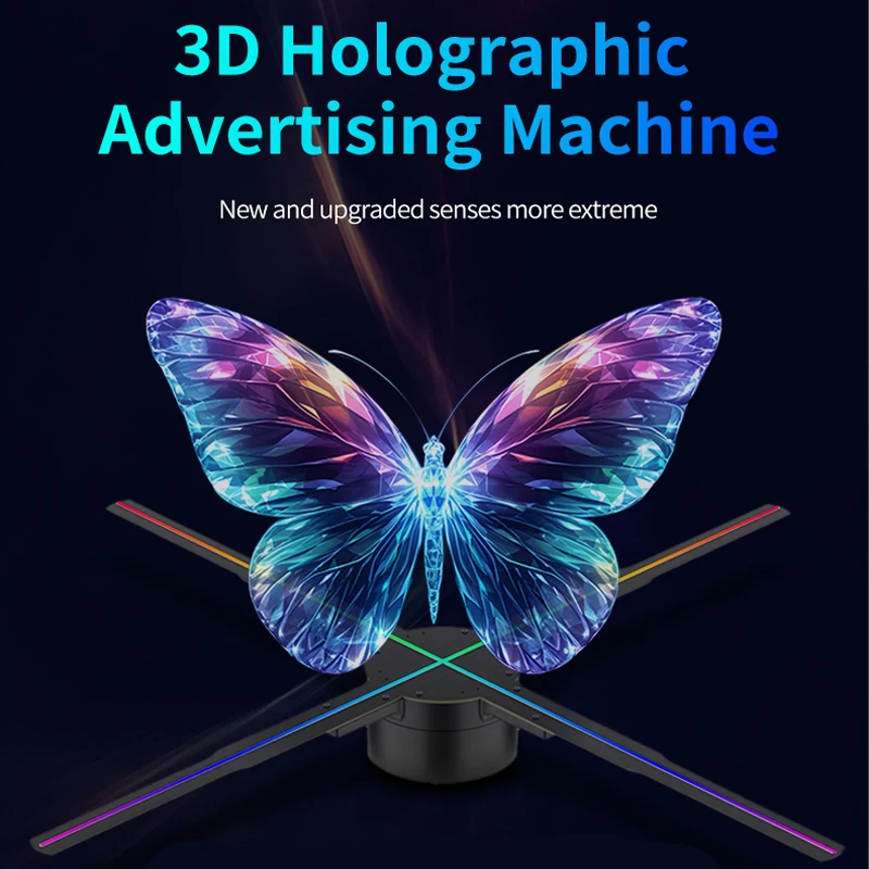 65cm 3D Hologram Projector Fan Wifi LED Sign 3D Advertising Player for Business Store Shop Bar 3D Holographic Advertising Lights