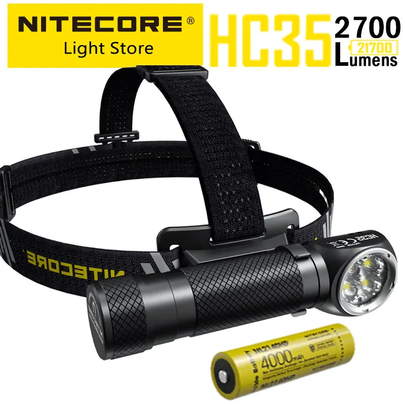 

NITECORE HC35 USB Rechargeable Flashlight L-shpe Headlamp 2700 Lumens Metal Magnetic Headlight Searchlight,21700 4000mAh Battery