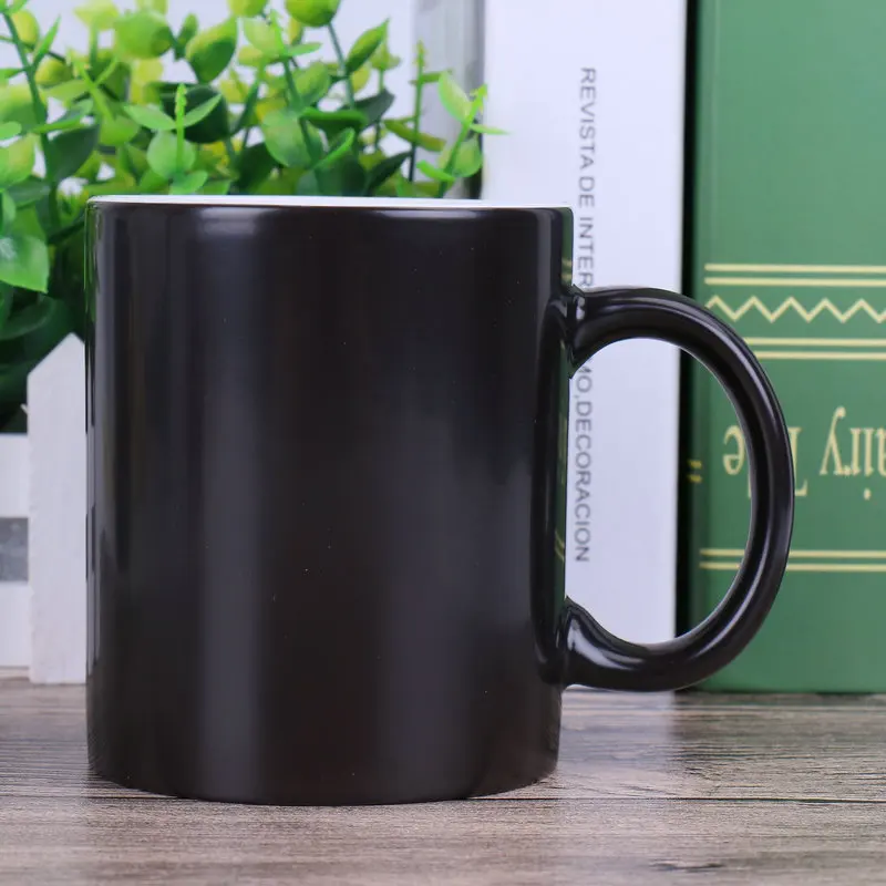 customised coating mug with emogi print 15oz color change coffee black blank sublimation girl magic mugs