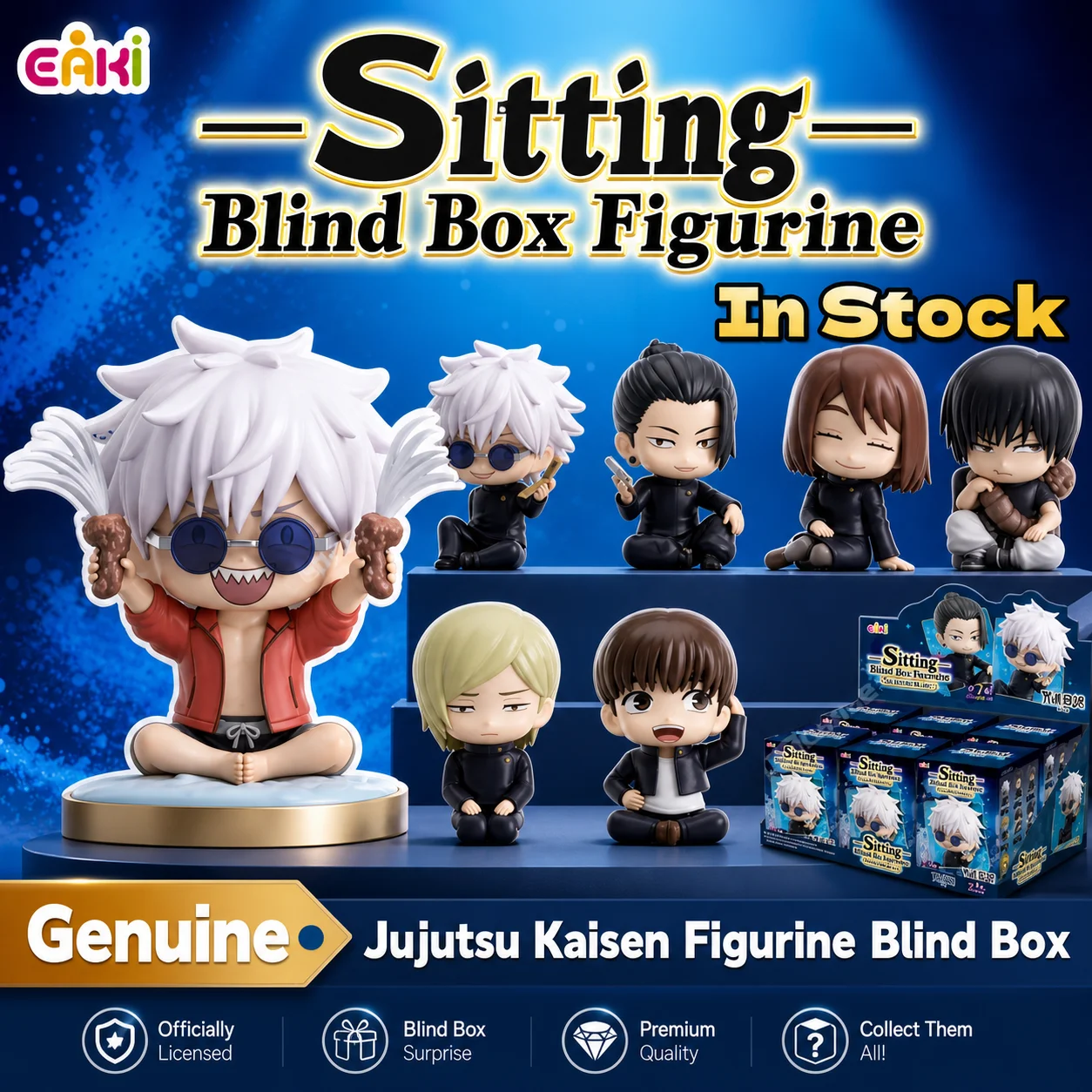 2026 Original EAKI Jujutsu Kaisen Figurine Blind Box PVC Anime Actionfigur Gojo Satoru Geto Suguru Fushiguro Toji Spielzeug Geschenk