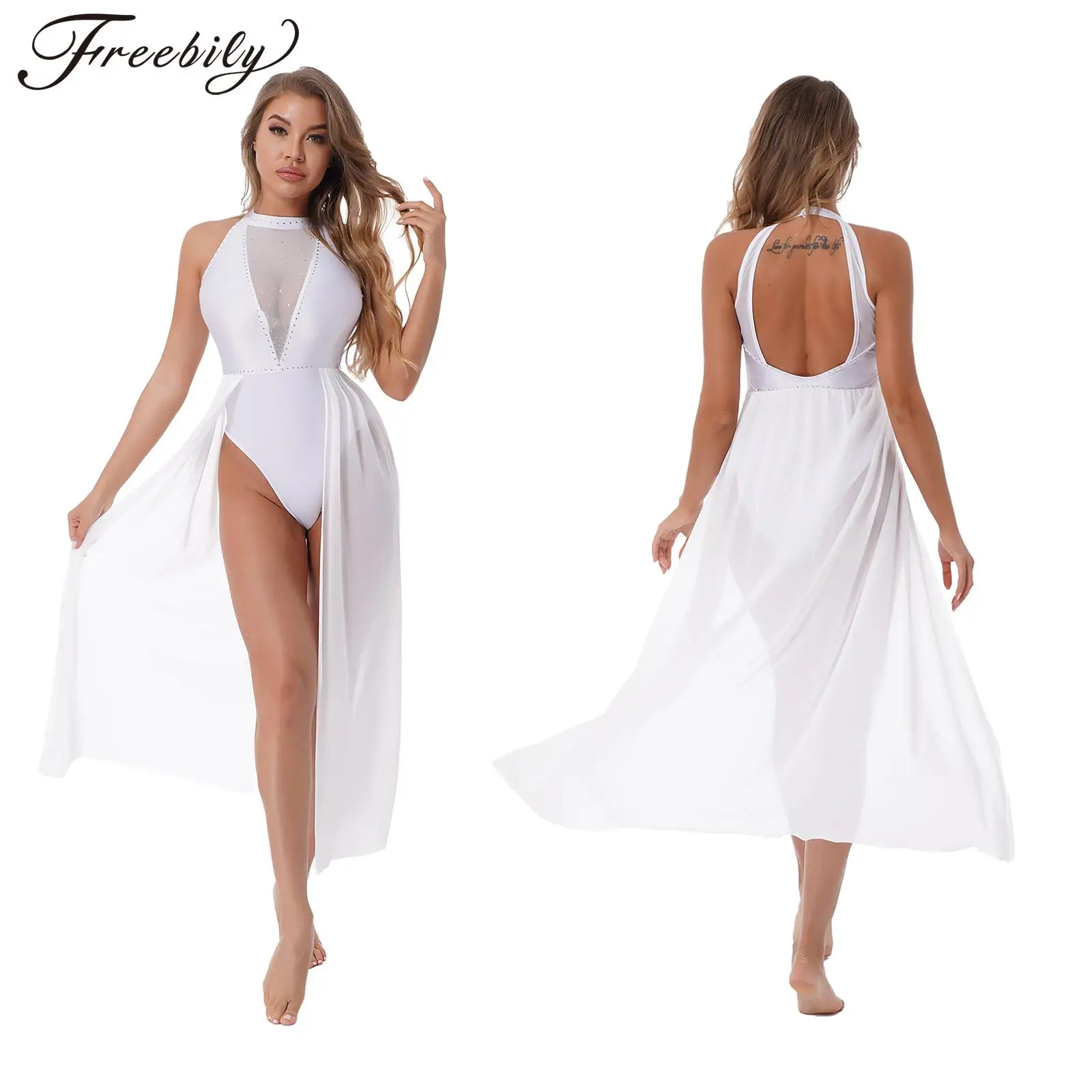 

Женское платье для бальных танцев с лямкой на шее, длинное платье для латиноамериканских танцев, купальник для балета и взрослых, Lyrical платье, костюм для девушек